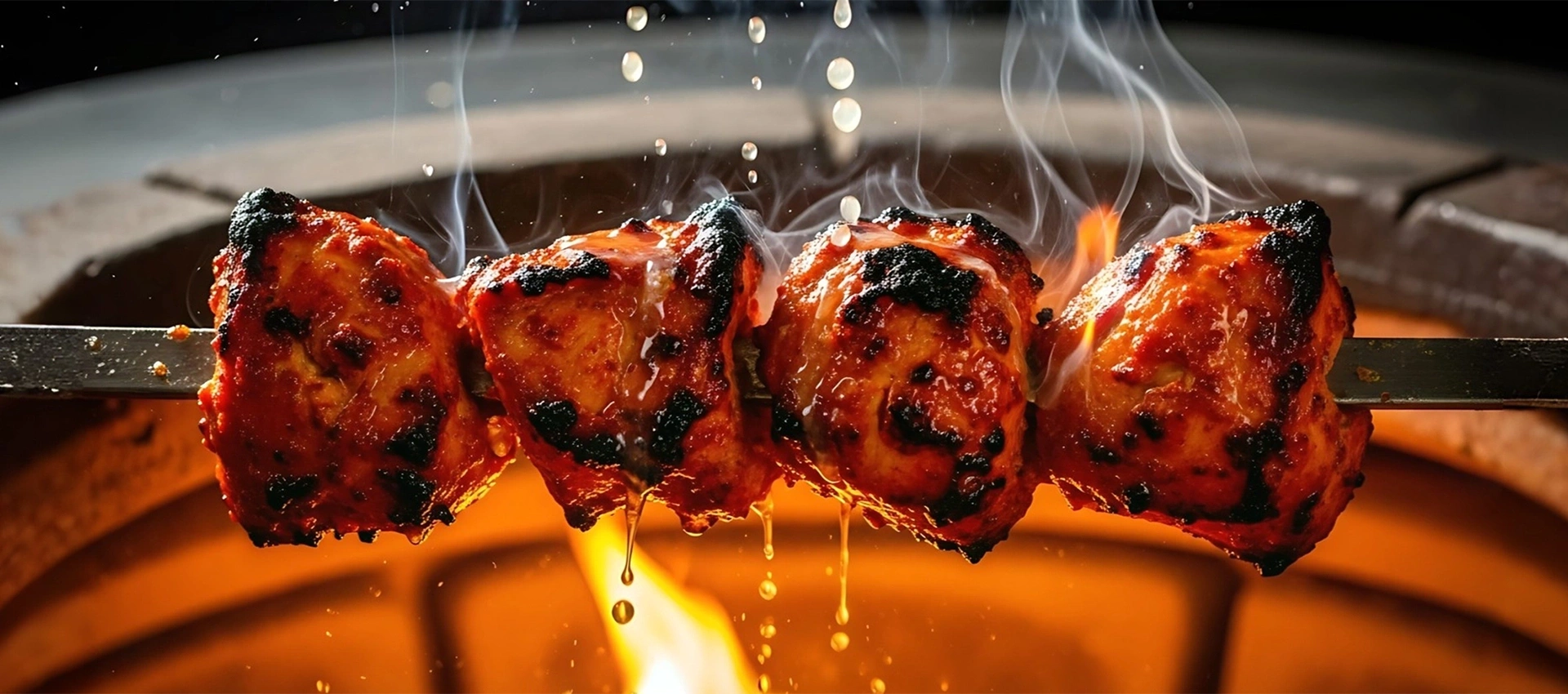 Indian chicken tikka kebabs roasted in tandoor served at Best Indian restaurant in Singapore.